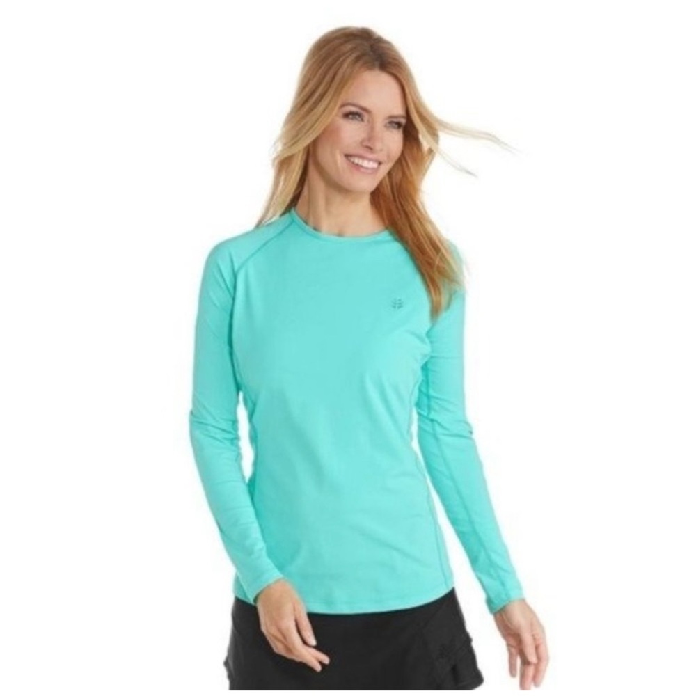 Coolibar Women'’s Long Sleeve Swim Shirt in Tropical Mint Size  XXL Allianz Logo